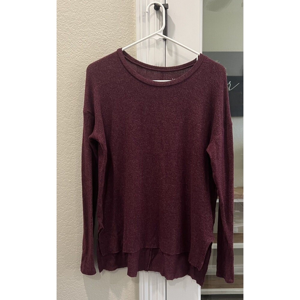 American Eagle Soft & Sexy Plush Top Small Burgundy Space Dye High Low